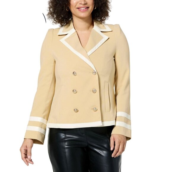 Kathy Ireland Fashion 360 Royal Diana Faux Ever Leather Trim Peacoat Size 1X NEW - Picture 2 of 9